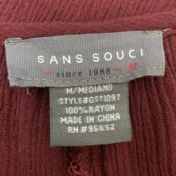 Sans Souci Boho Burgundy Cold Shoulder Tassels Bell Sleeves Top - Picture 9 of 11